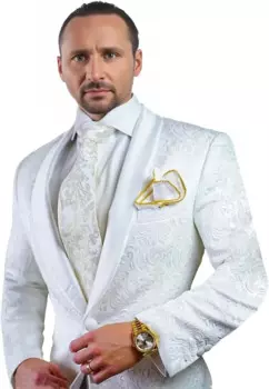 ЖАККАРДОВЫЕ мужские костюмы для свадьбы, строгий смокинг с воротником, облегающий Блейзер, мужской костюм из 2 предметов, жакет и брюки, мужской костюм