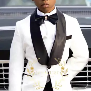 Жаккардовый Детский костюм, свадебный смокинг, комплект из 2 предметов для мальчиков, блейзер и брюки, официальная шаль с лацканами, женский костюм