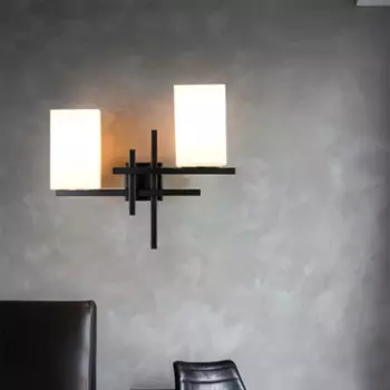 Железная Стеклянная Двойная Головка креативная современная спальня кабинет украшение для отеля светодиодный настенный светильник Е14