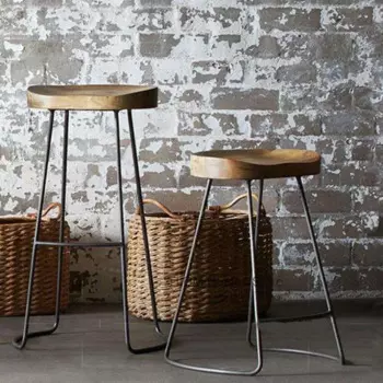 Железный табурет для ног, практичная поверхность из цельного дерева, барный дом, креативный стульчик для кормления, кофейный барный стул в индустриальном стиле Bd