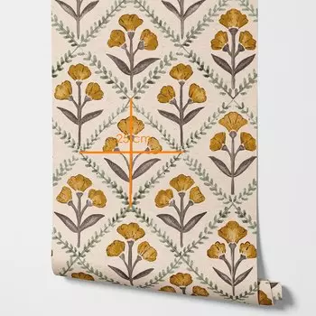 Большие цветы желтые бумажные обои pixel&wall