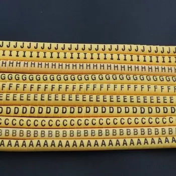 Желтые кабельные маркеры ABCDEFGHIJ EC-0/1/2/3 для трубок 0,5-16 мм2