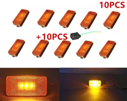 Желтые светодиодные фонари для Scania, боковые габаритные огни для тяжелых грузовиков, запчасти для кузова грузовика с коннектором 10 шт., 24 В