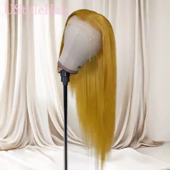 Желтый длинный шелковистый прямой парик UStyleHair, парик из натуральных волос на шнуровке спереди для женщин, термостойкие синтетические волосы для ежедневного использования