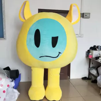Желтый надувной костюм-талисман с ушами, одежда для косплея, мультяшная кукла, костюмы на Хэллоуин по индивидуальному заказу
