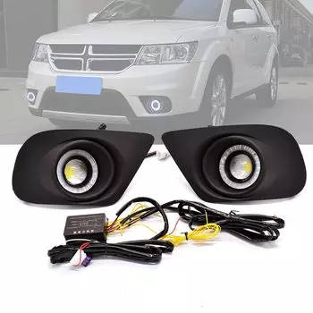 Желтый сигнал поворота, дневные ходовые огни для Dodge Journey 2011-2019, с детской противотуманной фарой, чехол для переднего бампера, противотуманной фары