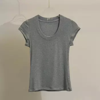 Женская эластичная футболка с коротким рукавом, 3 цвета