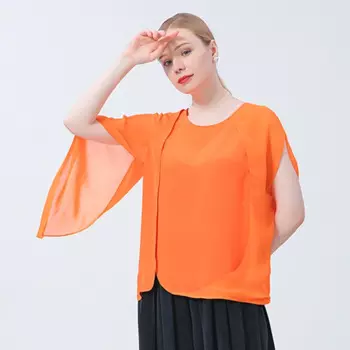 Женская Асимметричная футболка с круглым вырезом и коротким рукавом