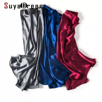 Женская атласная юбка SuyaDream, длинная Однотонная юбка, элегантная офисная юбка, лето 100%