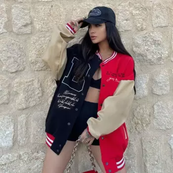 Женская бейсбольная куртка в стиле Харадзюку, куртка большого размера с буквенным принтом в стиле ретро, уличная одежда Y2k, осенняя куртка-бомбер, верхняя одежда
