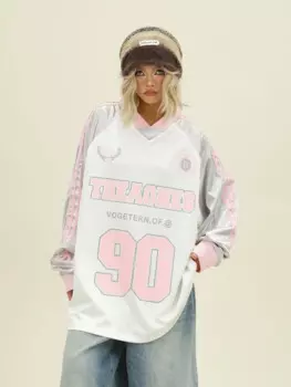 Женская Блестящая футболка с длинным рукавом и V-образным вырезом