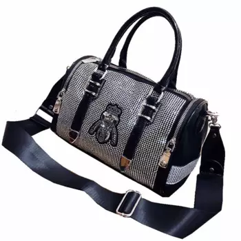 Женская блестящая сумка со стразами из натуральной кожи, большая сумка через плечо с верхней ручкой, женская брендовая дизайнерская роскошная сумка