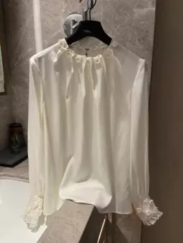 Женская блузка с цветочным принтом, белая рубашка для весны и лета