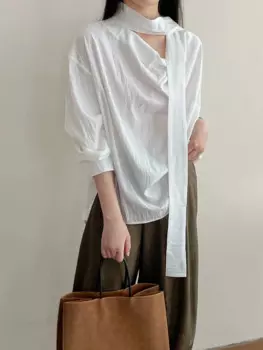 Женская блузка с длинным рукавом и V-образным вырезом