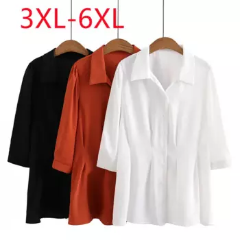 Женская блузка с V-образным вырезом, большого размера