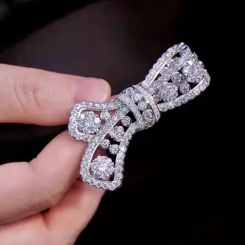 Женская Брошь-бант из серебра 925 пробы с фианитами