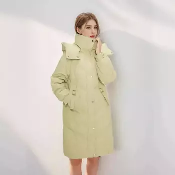 Женская длинная толстая свободная хлопковая куртка выше колена, новинка зимы 2024, повседневная свободная утепленная куртка с капюшоном, женская демисезонная куртка