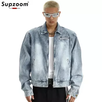 Женская джинсовая куртка на молнии Supzoom, повседневная однотонная хлопковая куртка в стиле ретро, весна-осень 2023