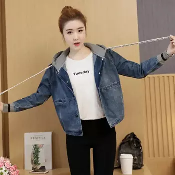 Женская джинсовая куртка с длинным рукавом, свободная куртка из денима на пуговицах, верхняя одежда, джинсовые куртки, весна-осень 2024