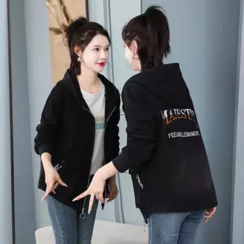 Женская джинсовая куртка с капюшоном, универсальная Свободная джинсовая куртка с вышивкой, большие размеры, весна-осень 2023