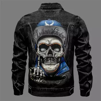 Женская джинсовая куртка с принтом, повседневная всесезонная куртка из денима, большие размеры, осень 2023