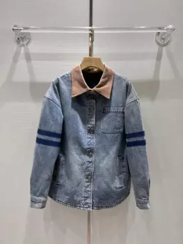 Женская джинсовая куртка с вышивкой и надписью, на осень/зиму