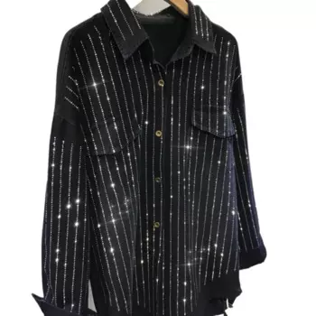 Женская джинсовая рубашка с длинным рукавом, с карманами