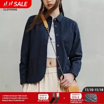 Женская джинсовая рубашка с длинным рукавом, с карманами