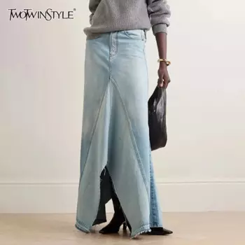 Женская джинсовая юбка TWOTWINSTYLE, с высокой талией и карманами