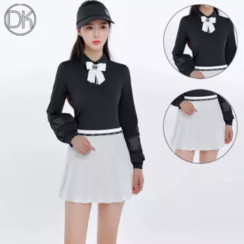 Женская футболка-поло с бантом и длинным рукавом