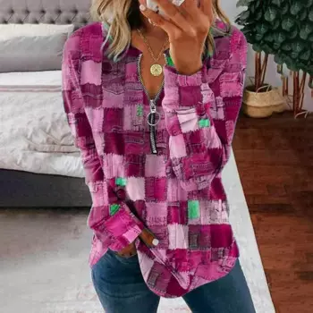 Женская футболка-поло с круглым вырезом, длинным рукавом