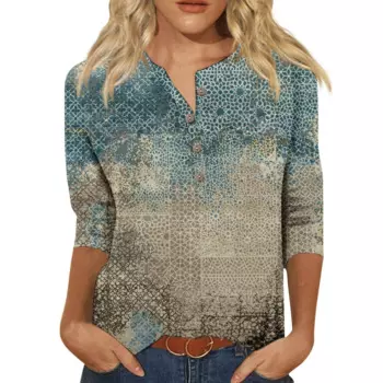 Женская футболка-поло с рукавом 3/4, на пуговицах