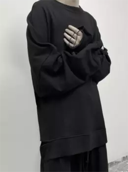 Женская футболка с длинным рукавом и круглым вырезом, однотонная свободная футболка с длинным рукавом