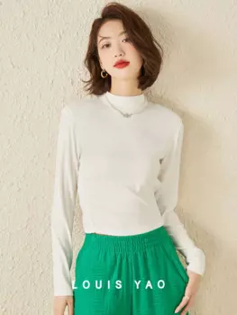 Женская футболка с длинным рукавом, высоким воротником