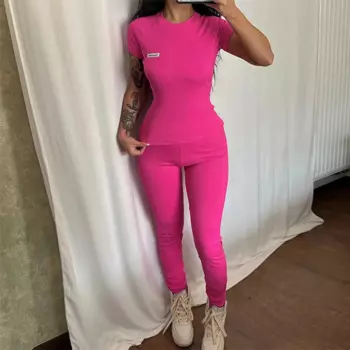 Женская футболка с коротким рукавом и штаны для йоги