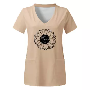 Женская футболка с коротким рукавом и V-образным вырезом