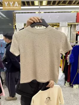 Женская футболка с коротким рукавом, с круглым вырезом