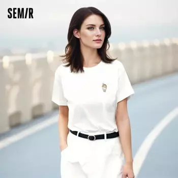 Женская футболка с коротким рукавом, с вышивкой