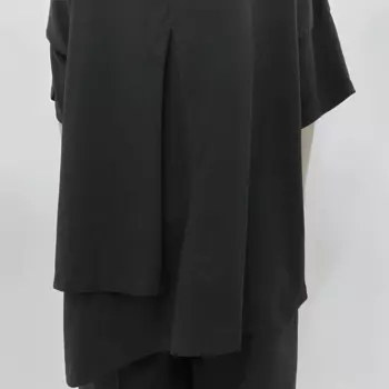 Женская футболка с круглым вырезом, асимметричная однотонная Двухслойная футболка с коротким рукавом