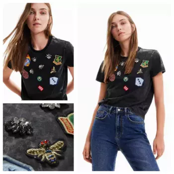 Женская футболка с круглым вырезом и принтом