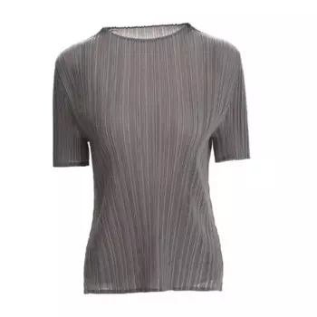 Женская футболка с круглым вырезом, однотонная плиссированная футболка с коротким рукавом, E208, лето 2022