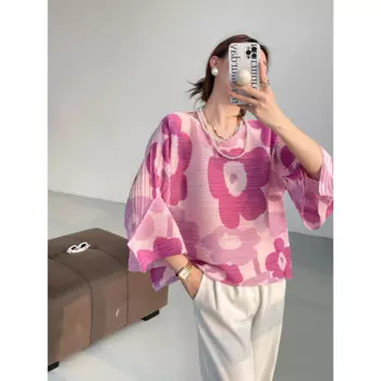 Женская футболка с круглым вырезом, Расклешенным рукавом