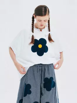 Женская футболка с круглым вырезом, с аппликацией