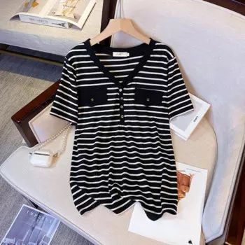 Женская футболка с V-образным вырезом, большого размера