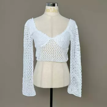 Женская футболка с V-образным вырезом и длинным рукавом