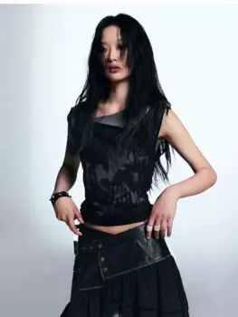 Женская футболка в стиле ретро в стиле панк, японская футболка в стиле Харадзюку с принтом, искусственная двухсекционная футболка с круглым вырезом и короткими рукавами, свободная футболка для девочек, футболка