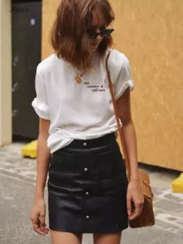 Женская хлопковая Футболка с буквенным принтом, с коротким рукавом