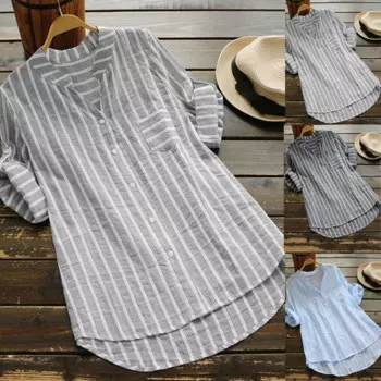 Женская хлопковая футболка с длинным рукавом, на пуговицах