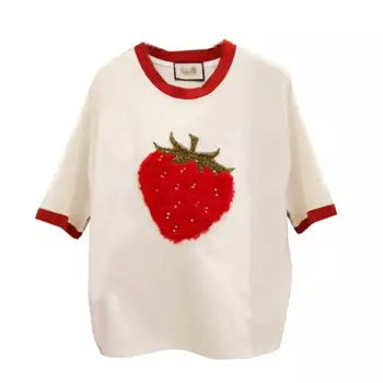 Женская хлопковая футболка с коротким рукавом, свободного покроя