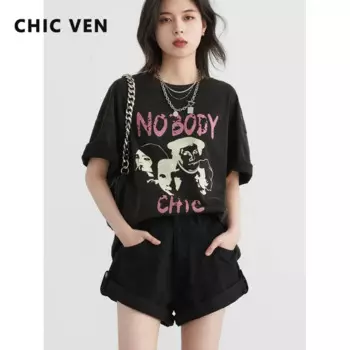 Женская хлопковая футболка с коротким рукавом, в стиле ретро